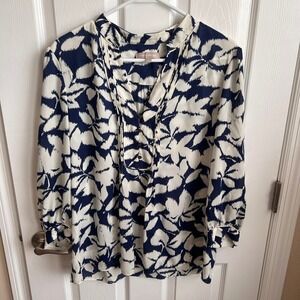 Banana‎ Republic Floral Print Blouse Button Down Long Sleeve Top Large
